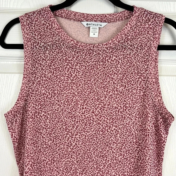 Athleta micro cheetah bashful rose breezy tank sz med - Picture 6 of 11